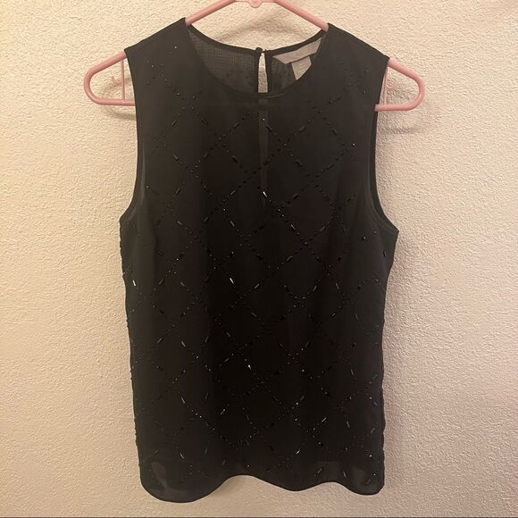 H&M Black Embellish Sleeveless Top Size 4 - Picture 1 of 5